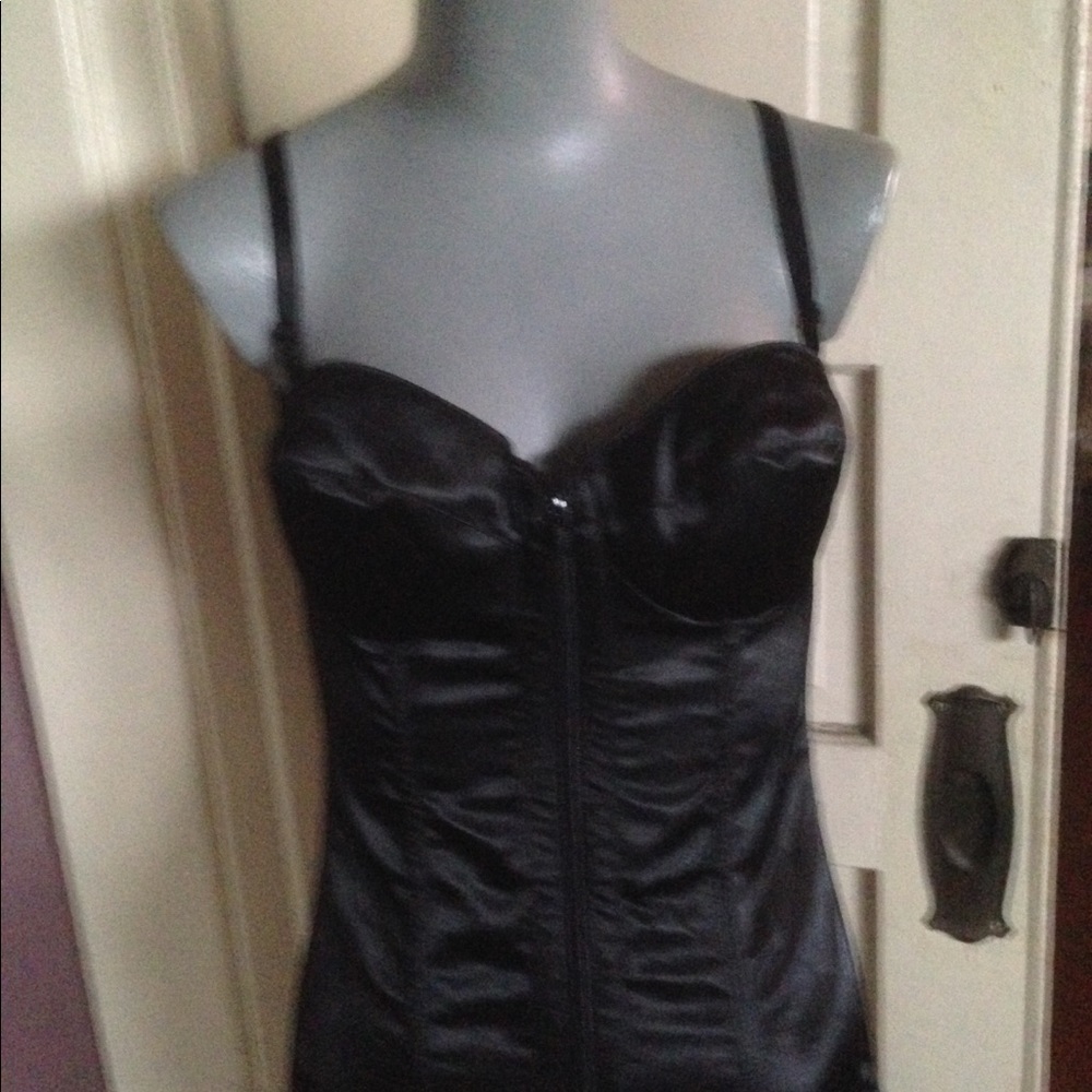FREDERICK'S black satin bustier